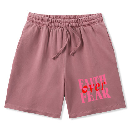 Faith Over Fear Christian Washed Shorts