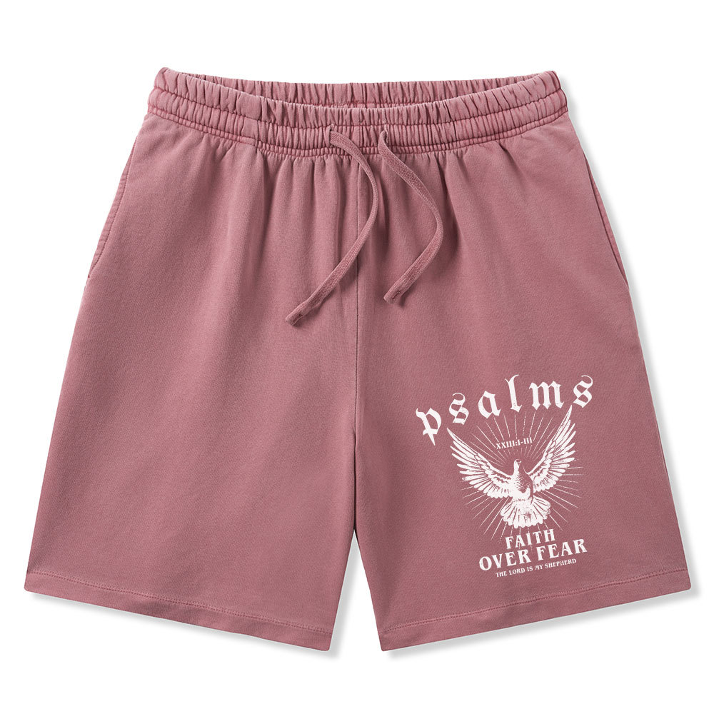 Faith Over Fear Christian Washed Shorts
