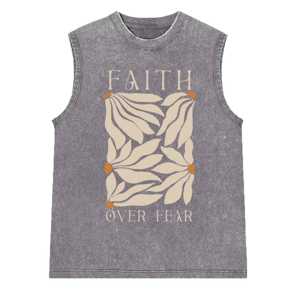 Faith Over Fear Christian Washed Sleeveless Tee