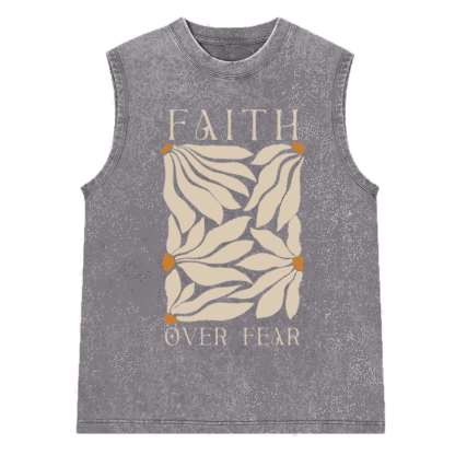 Faith Over Fear Christian Washed Sleeveless Tee