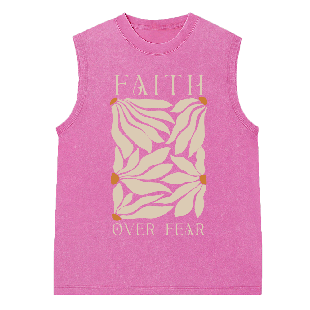 Faith Over Fear Christian Washed Sleeveless Tee