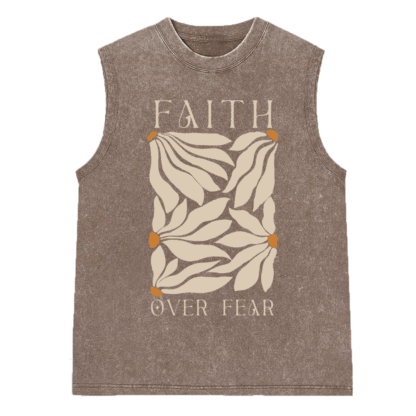 Faith Over Fear Christian Washed Sleeveless Tee