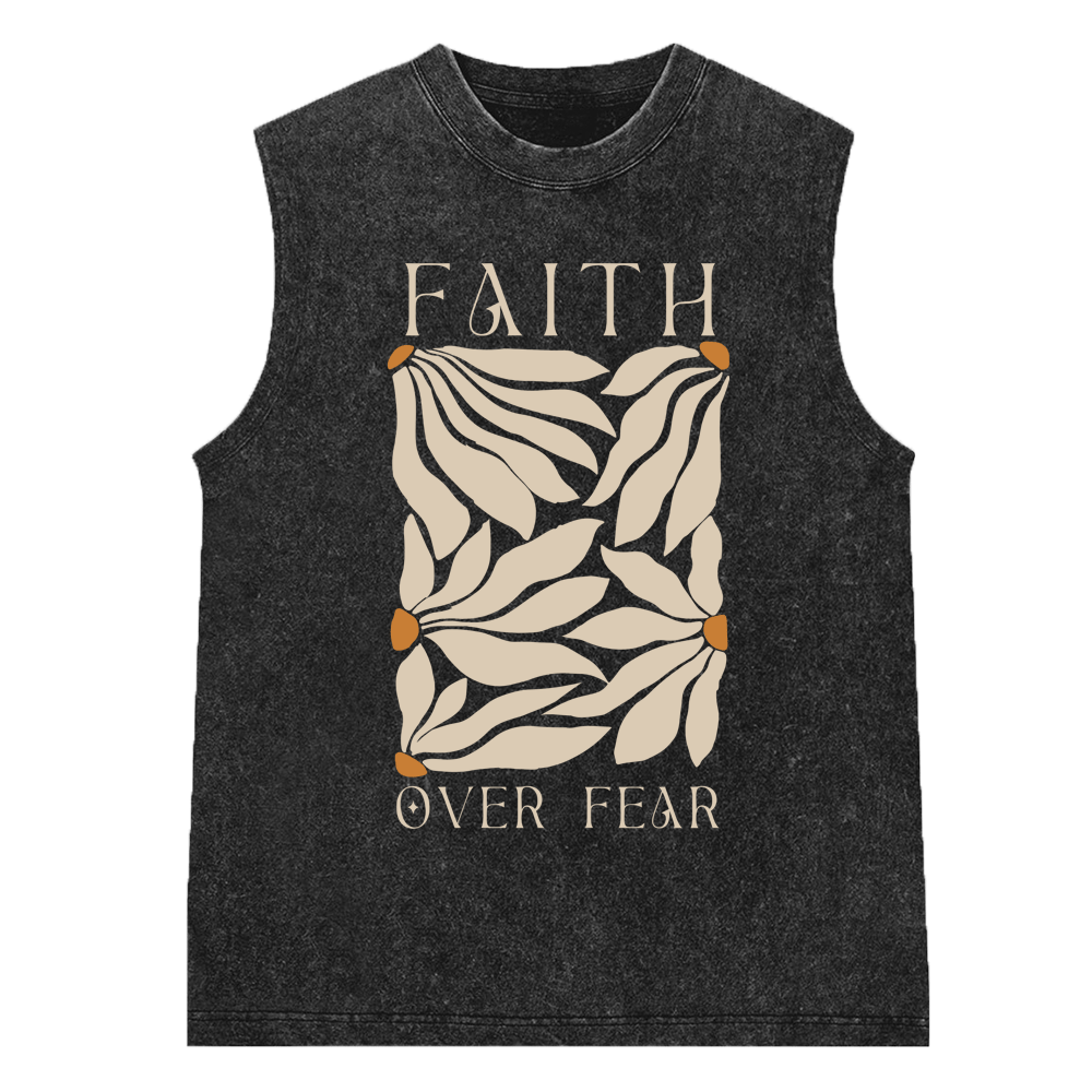 Faith Over Fear Christian Washed Sleeveless Tee