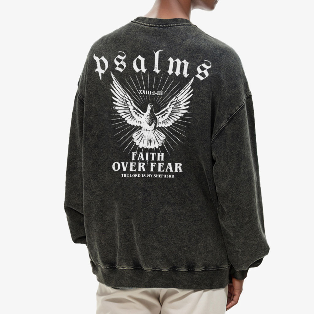Faith Over Fear Christian Washed Sweat Shirt