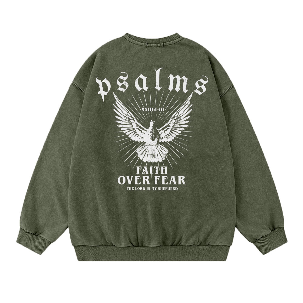 Faith Over Fear Christian Washed Sweat Shirt