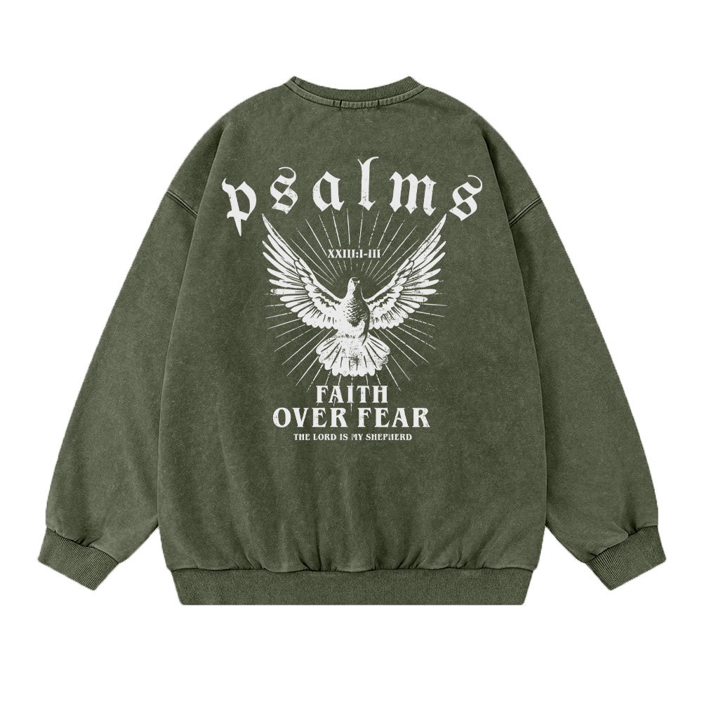 Faith Over Fear Christian Washed Sweat Shirt