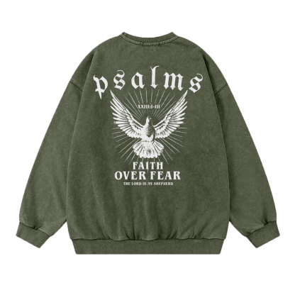 Faith Over Fear Christian Washed Sweat Shirt