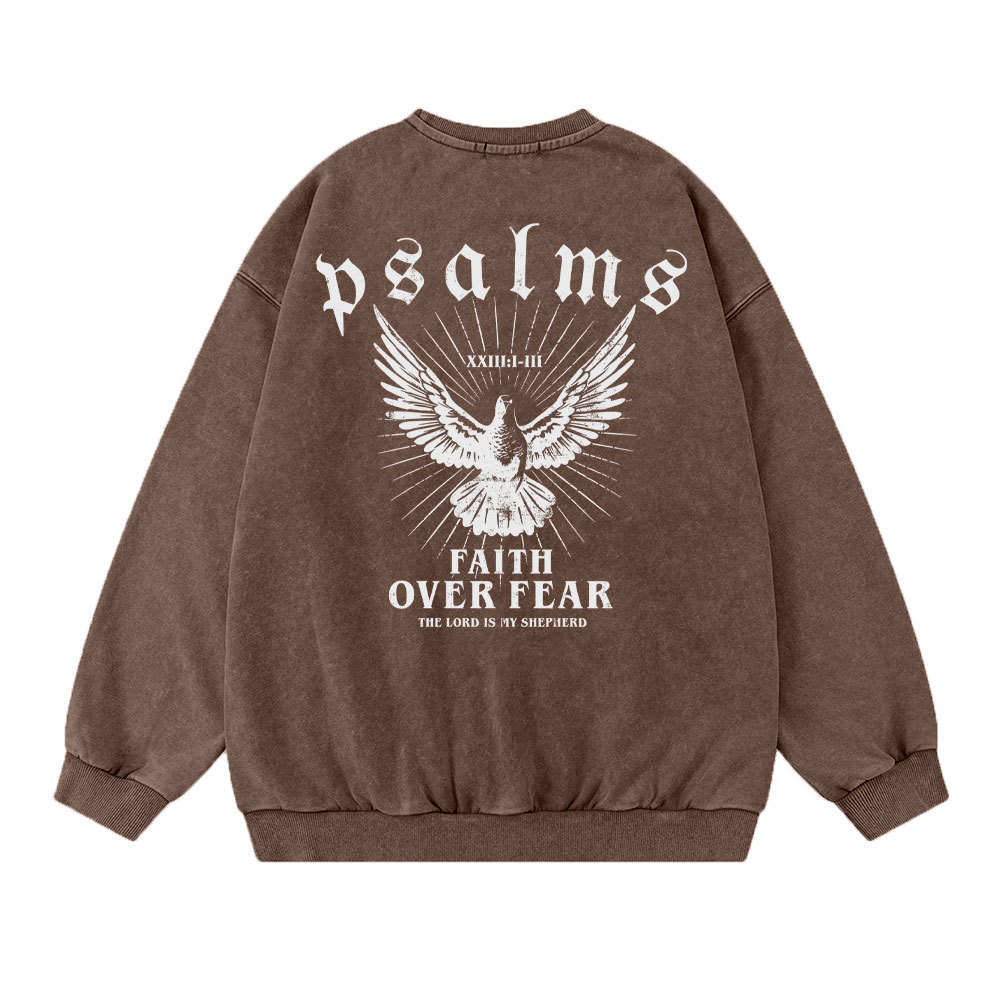 Faith Over Fear Christian Washed Sweat Shirt