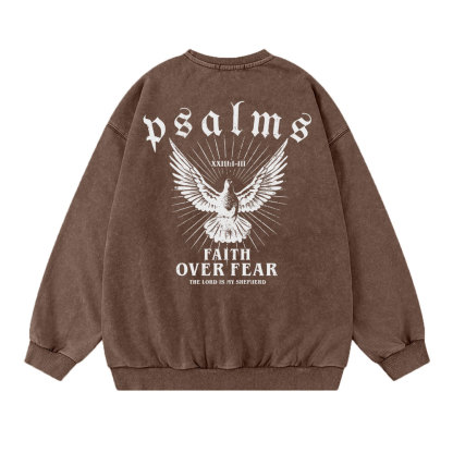Faith Over Fear Christian Washed Sweat Shirt