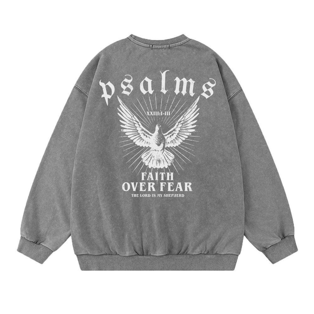 Faith Over Fear Christian Washed Sweat Shirt