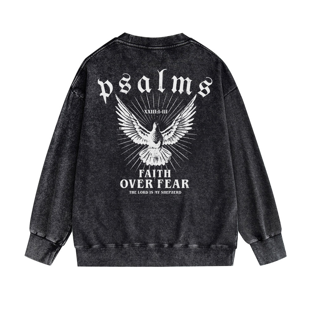 Faith Over Fear Christian Washed Sweat Shirt