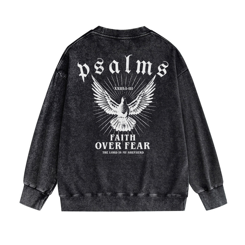 Faith Over Fear Christian Washed Sweat Shirt