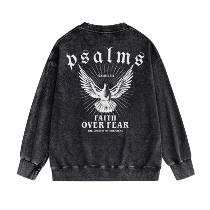 Faith Over Fear Christian Washed Sweat Shirt