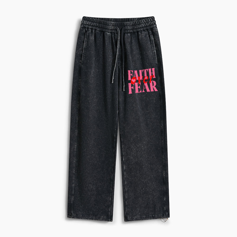 Faith Over Fear Christian Washed Sweatpants