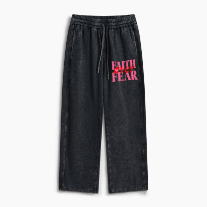Faith Over Fear Christian Washed Sweatpants