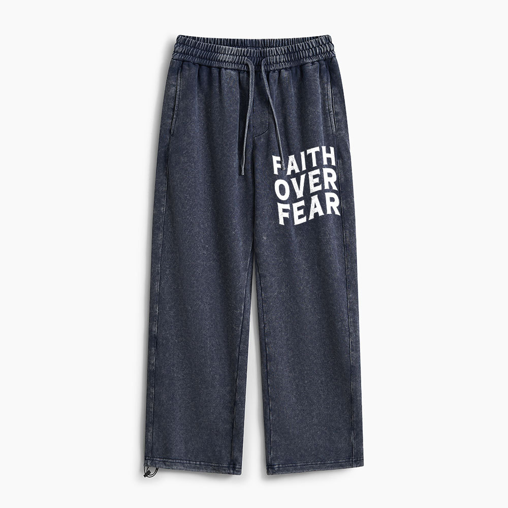 Faith Over Fear Christian Washed Sweatpants