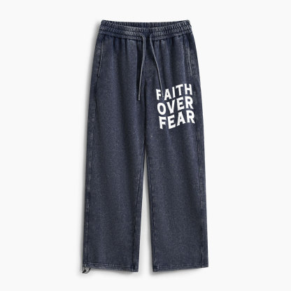 Faith Over Fear Christian Washed Sweatpants