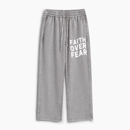 Faith Over Fear Christian Washed Sweatpants