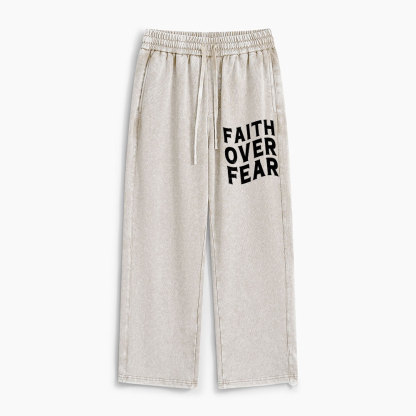 Faith Over Fear Christian Washed Sweatpants