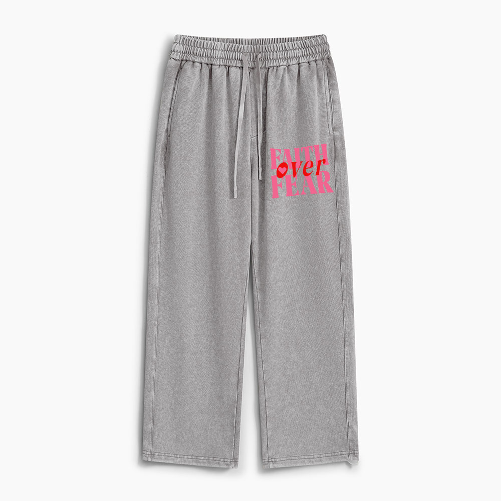 Faith Over Fear Christian Washed Sweatpants