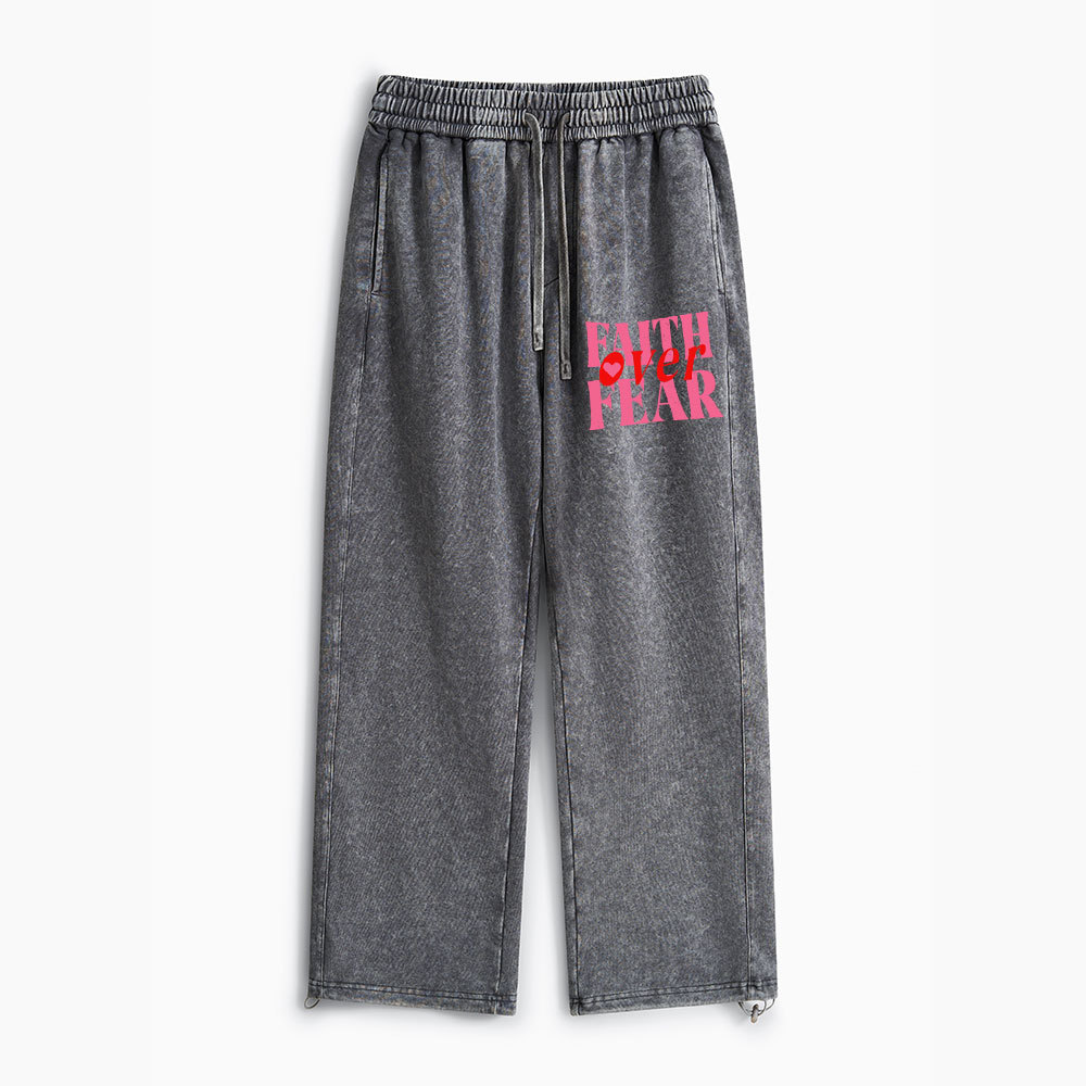 Faith Over Fear Christian Washed Sweatpants
