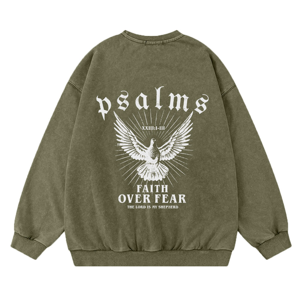 Faith Over Fear Christian Washed Sweatshirt