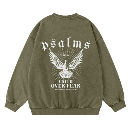 Faith Over Fear Christian Washed Sweatshirt