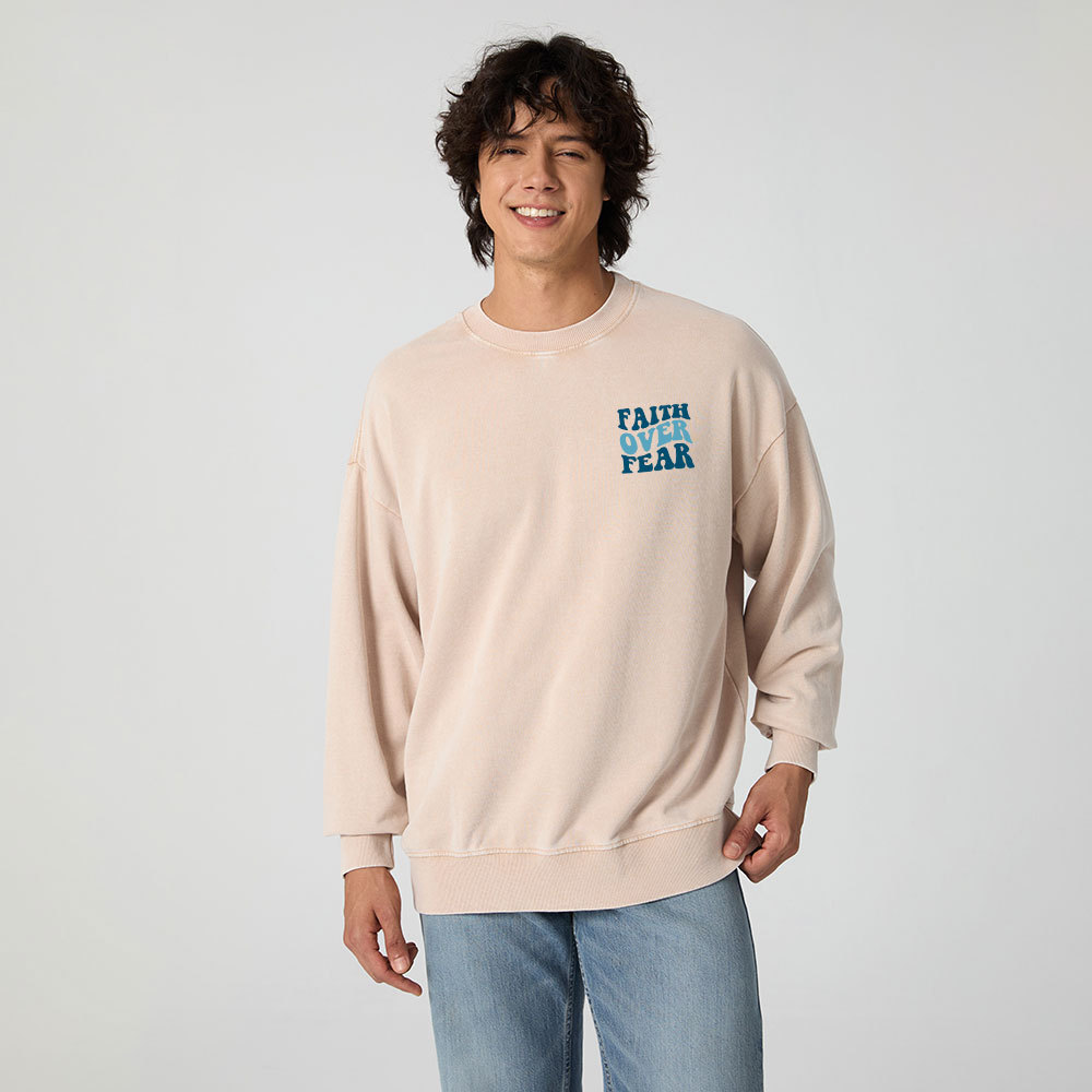 Faith Over Fear Christian Washed Sweatshirt