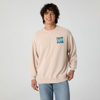 Faith Over Fear Christian Washed Sweatshirt