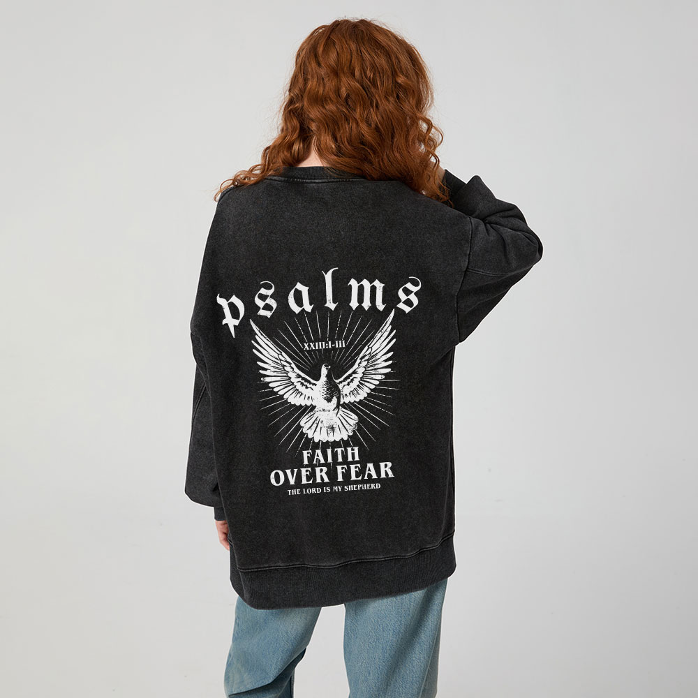 Faith Over Fear Christian Washed Sweatshirt