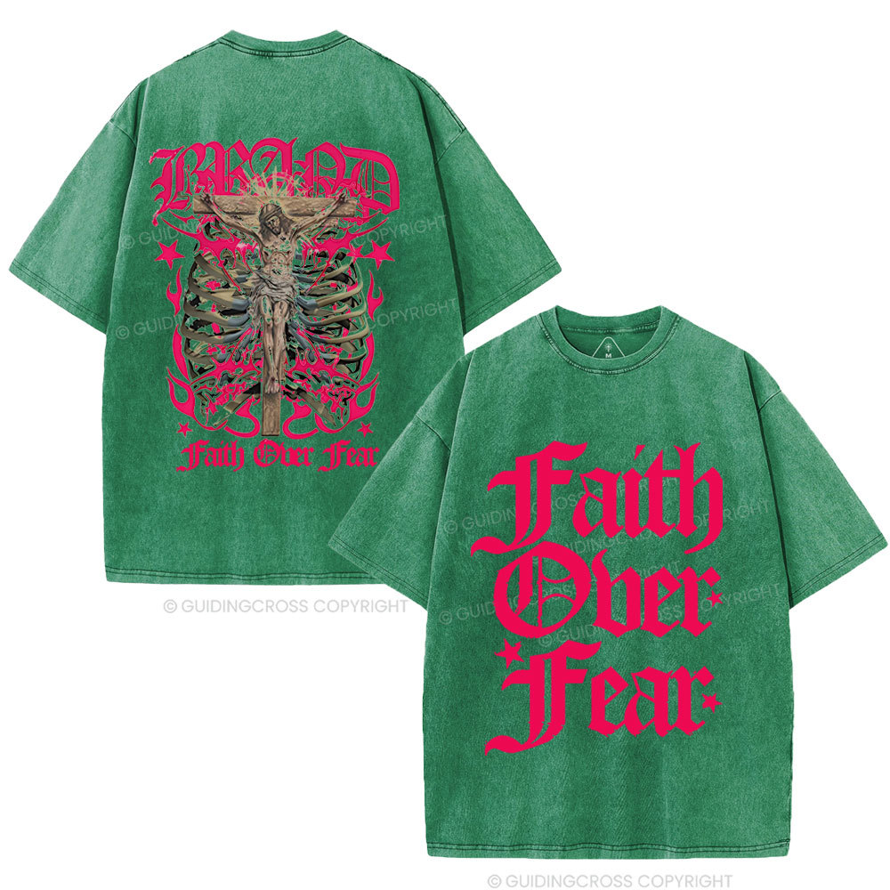 Faith Over Fear Christian Washed T-Shirt