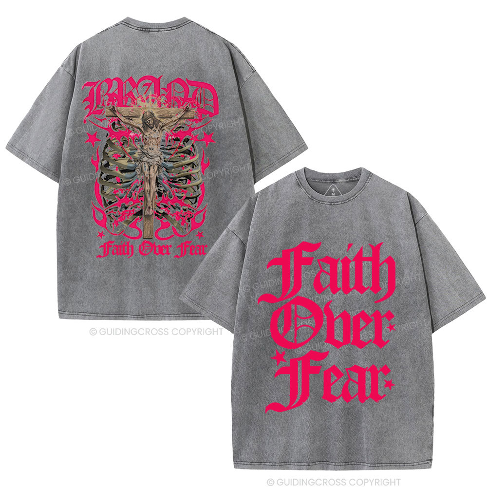 Faith Over Fear Christian Washed T-Shirt