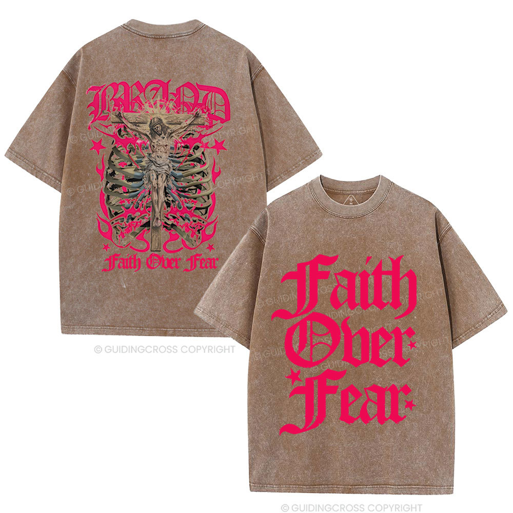 Faith Over Fear Christian Washed T-Shirt
