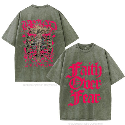 Faith Over Fear Christian Washed T-Shirt