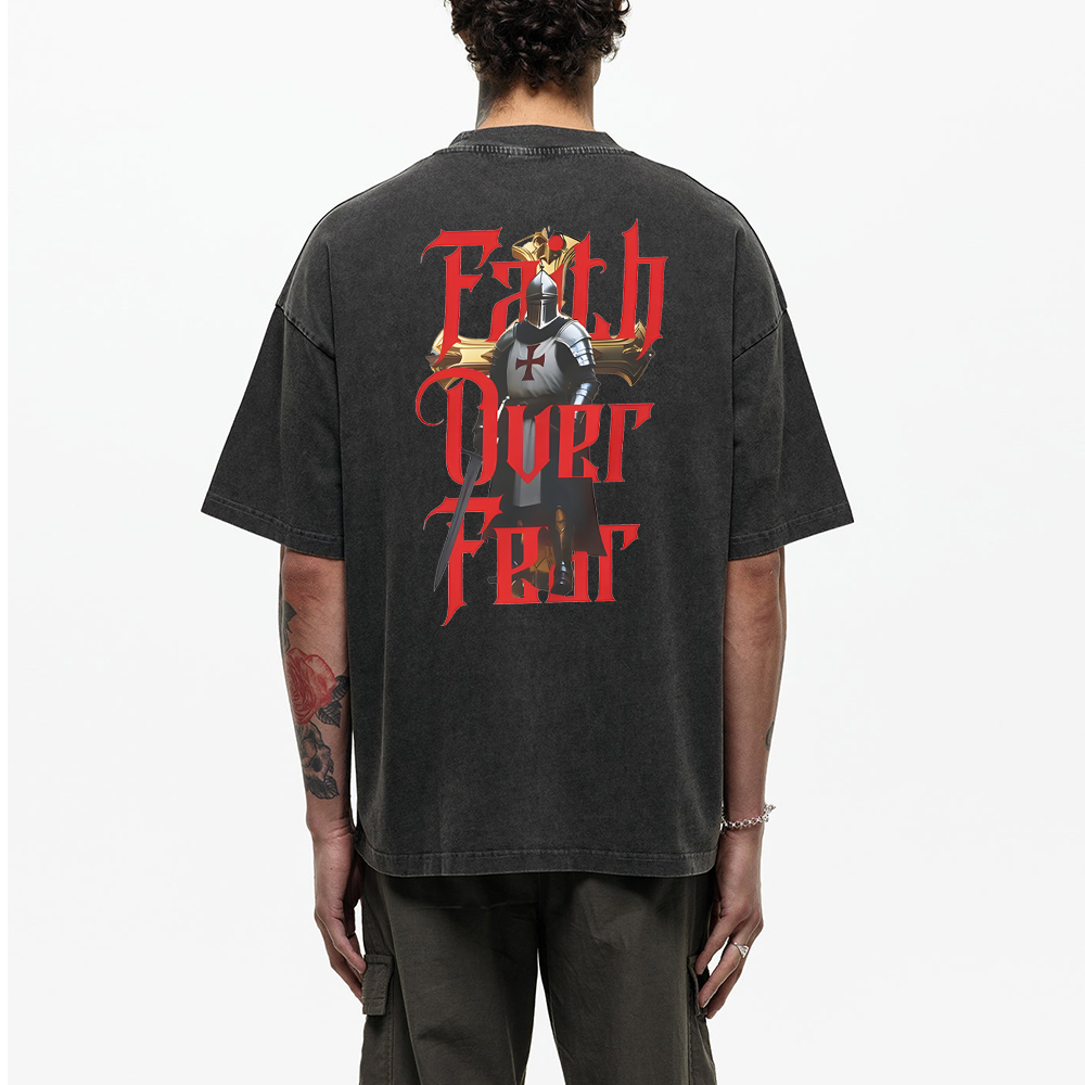 Faith Over Fear Christian Washed T-Shirt