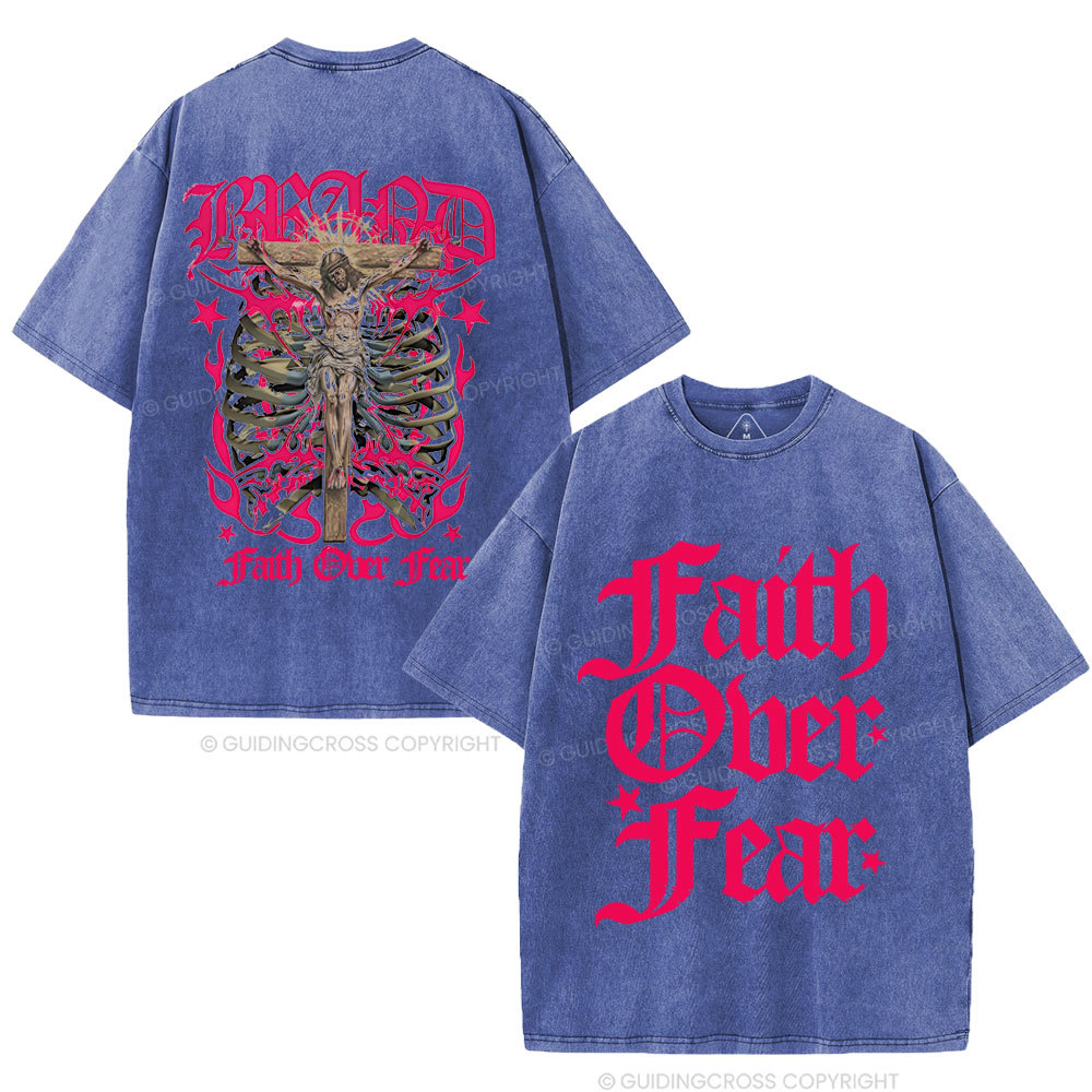 Faith Over Fear Christian Washed T-Shirt