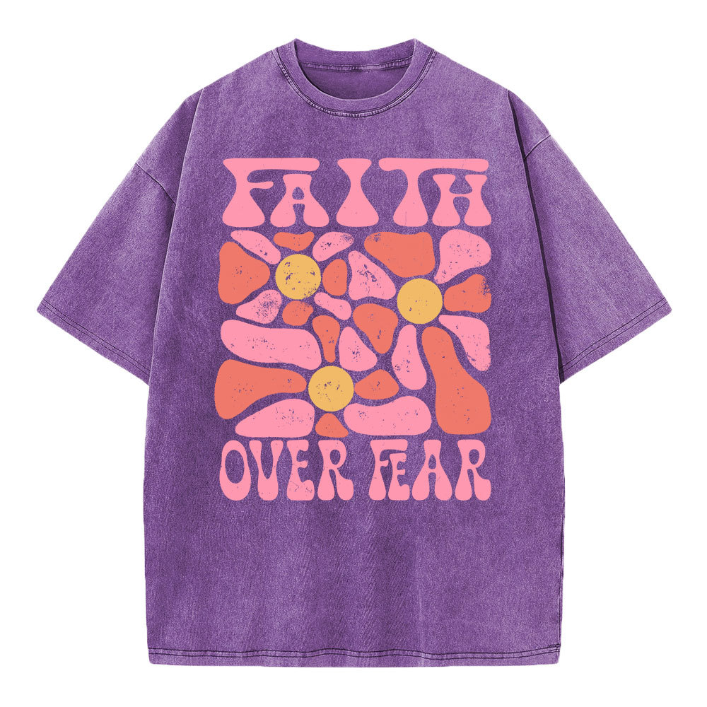 Faith Over Fear Christian Washed T-Shirt