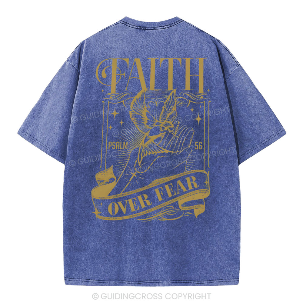 Faith Over Fear Christian Washed T-Shirt Sale - GuidingCross