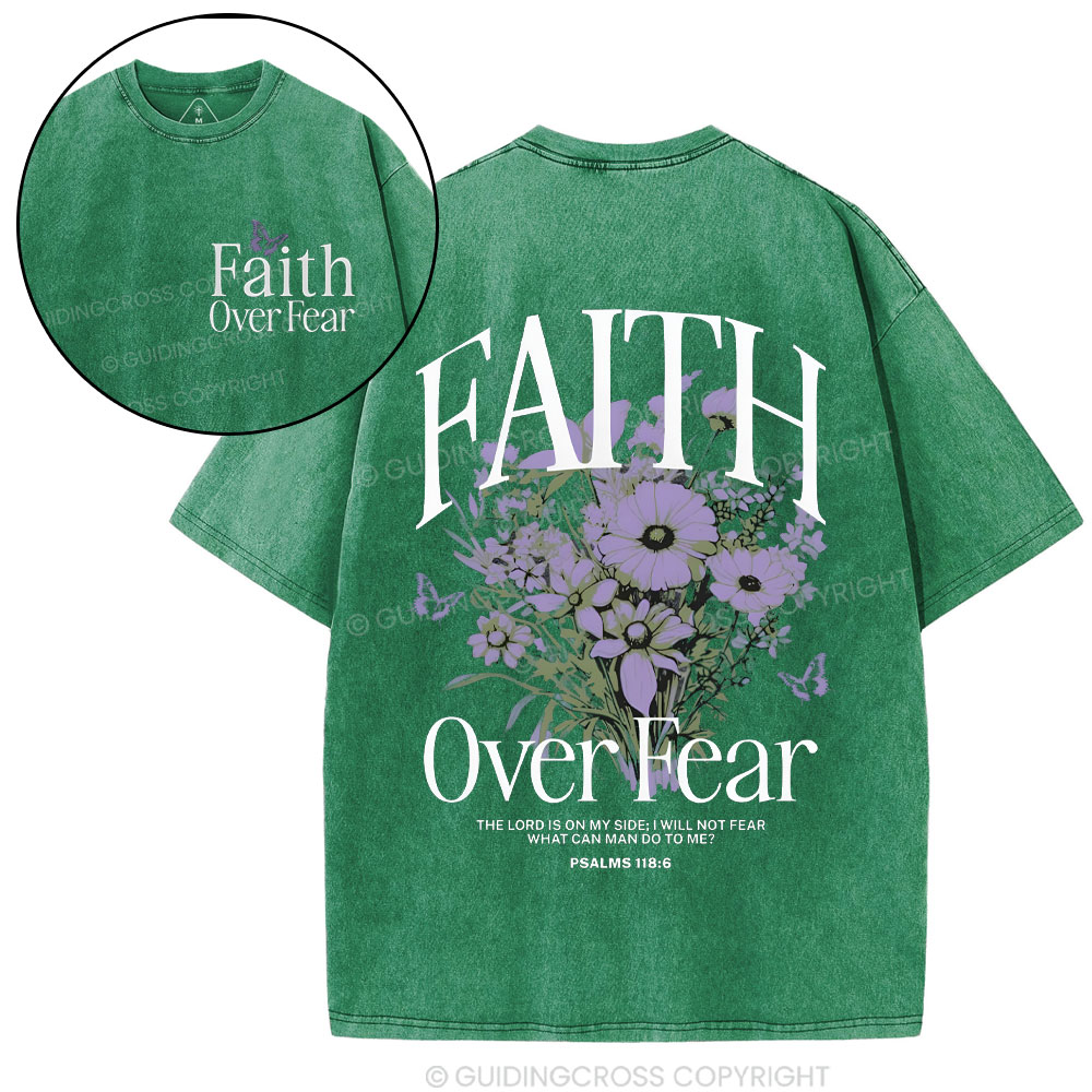 Faith Over Fear Christian Washed T-Shirt