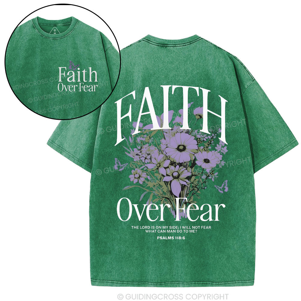 Faith Over Fear Christian Washed T-Shirt