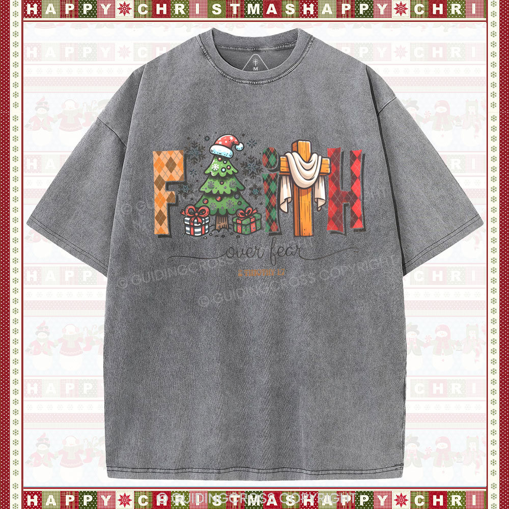 Faith Over Fear Christian Washed T-Shirt