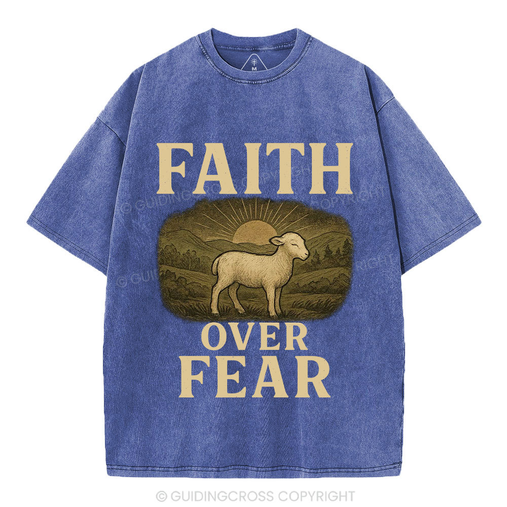 Faith Over Fear Christian Washed T-Shirt