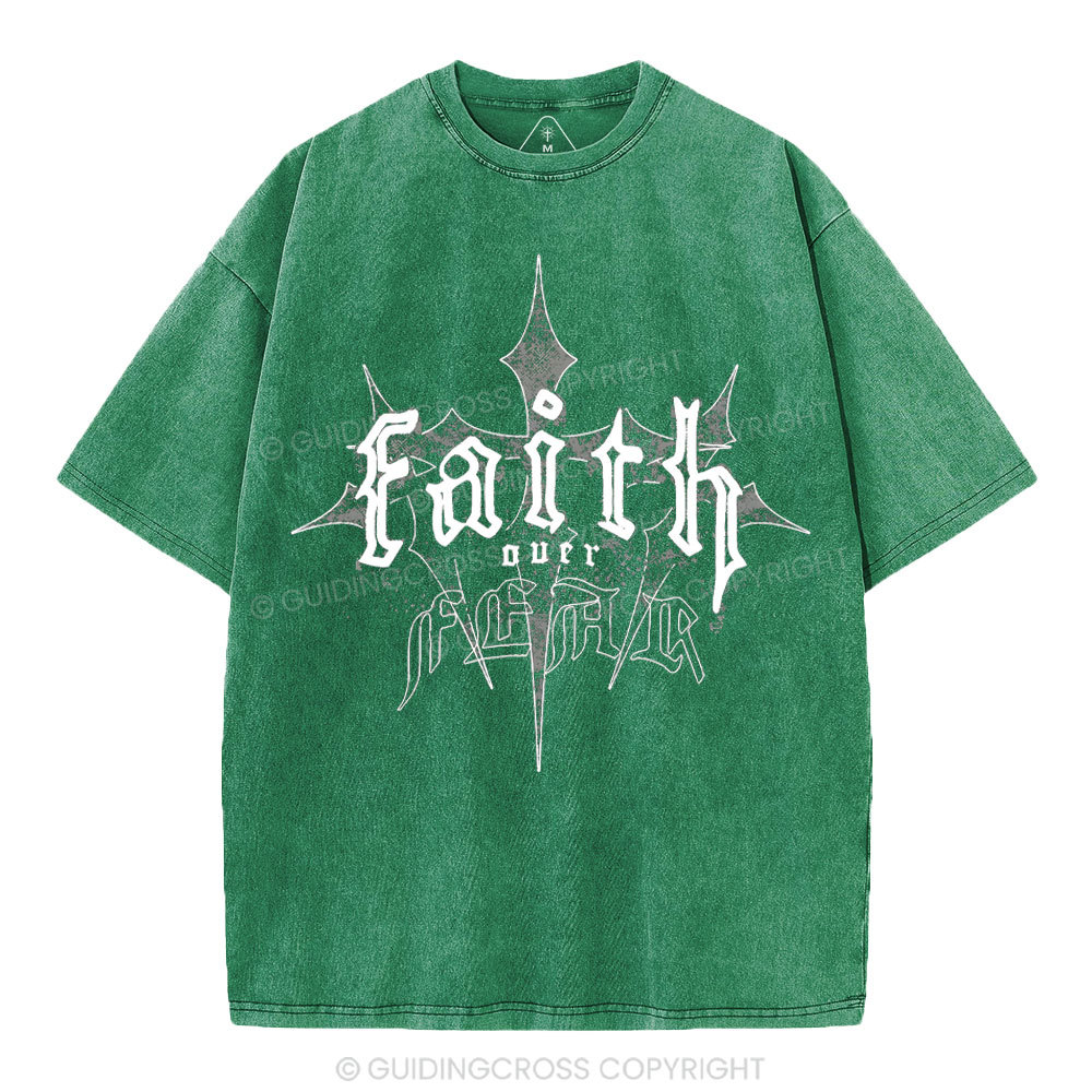 Faith Over Fear Christian Washed T-Shirt