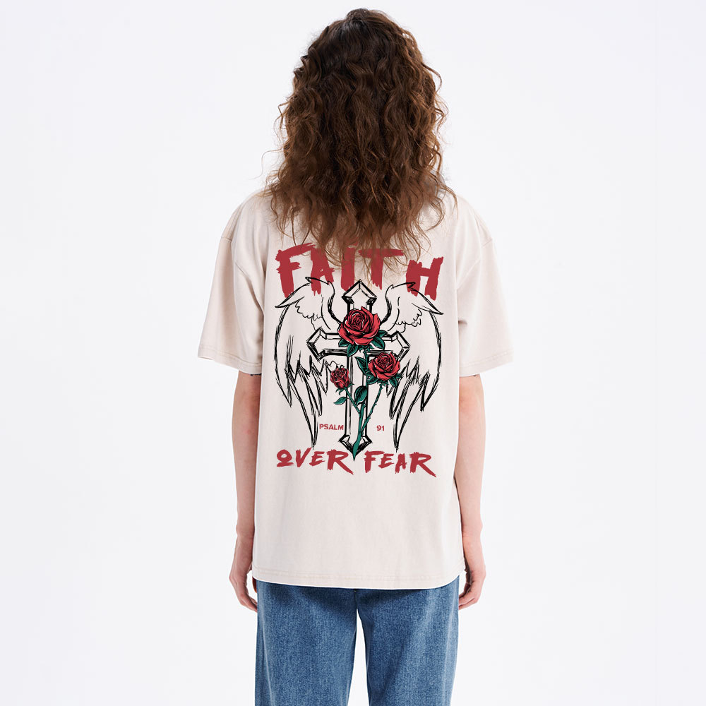 Faith Over Fear Christian Washed T-Shirt