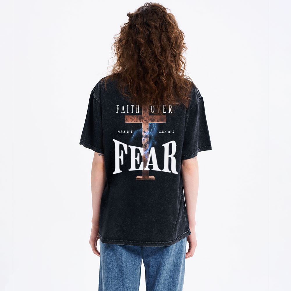 Faith Over Fear Christian Washed T-Shirt