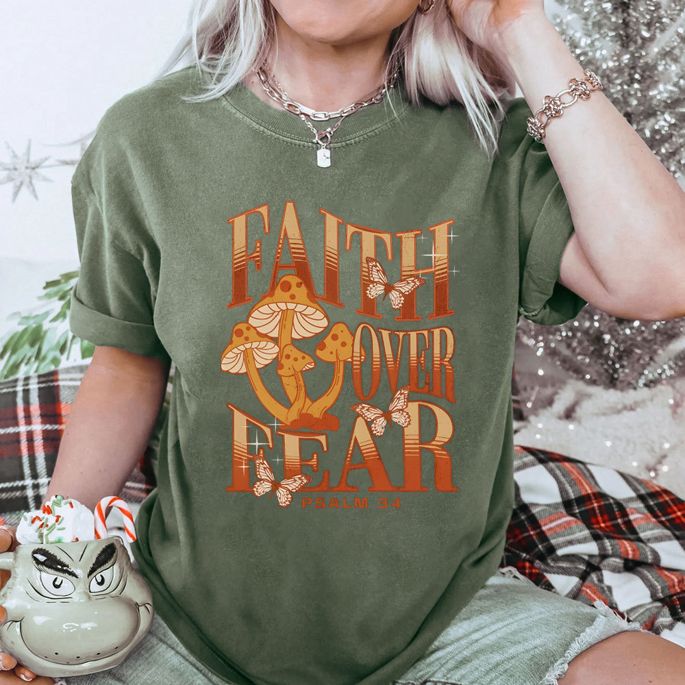 Faith Over Fear Christian Washed T-Shirt