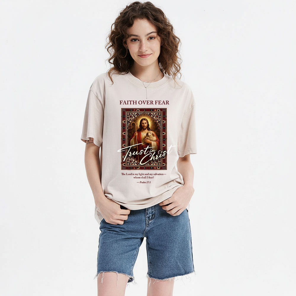 Faith Over Fear Christian Washed T-Shirt