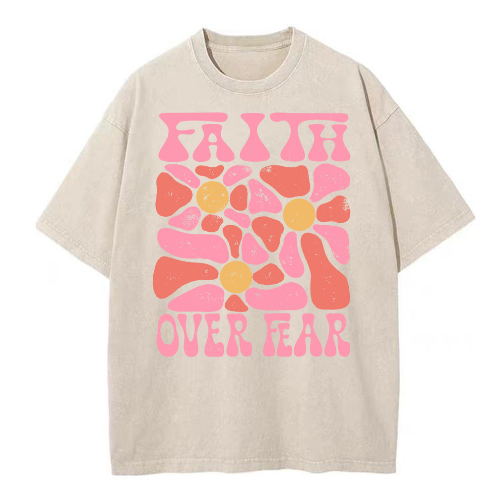Faith Over Fear Christian Washed T-Shirt