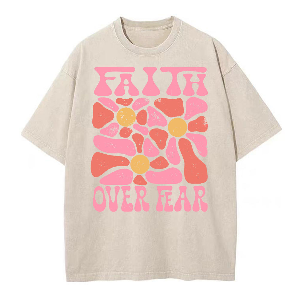 Faith Over Fear Christian Washed T-Shirt