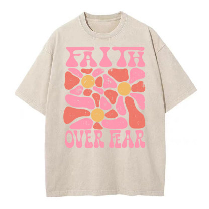 Faith Over Fear Christian Washed T-Shirt
